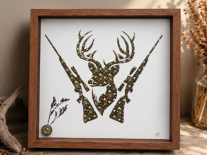 Cadre cerf et fusils